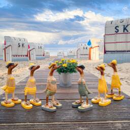 Runner Duck With Flip-Flops Yellow-Grey in Swimsuit Approx. 28 cm High - thumbnail 2