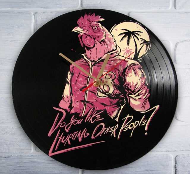 Hotline Miami Painted Vinyl Record Clock, Wall Clock. Gift For Gamer - image 1