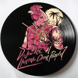 Hotline Miami Painted Vinyl Record Clock, Wall Clock. Gift For Gamer - thumbnail 2