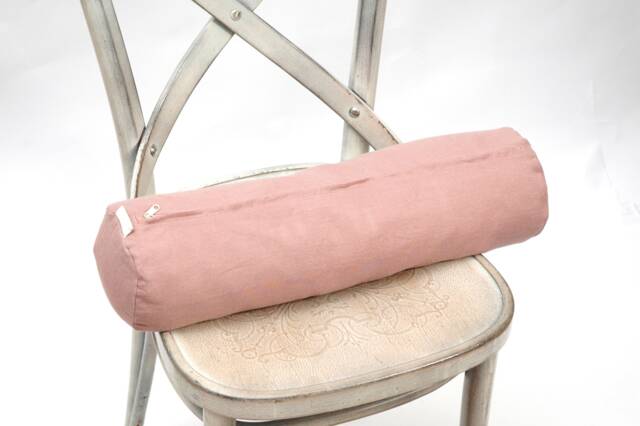 Bolster Pillow, Roll Buckwheat Neck Dusty Rose Linen Bolster Pillow With Bucwheat Hulls, 5'x20'/13x50cm Neck - image 1