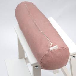 Bolster Pillow, Roll Buckwheat Neck Dusty Rose Linen Bolster Pillow With Bucwheat Hulls, 5'x20'/13x50cm Neck - thumbnail 2