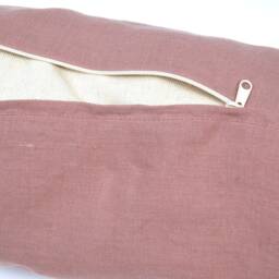 Bolster Pillow, Roll Buckwheat Neck Dusty Rose Linen Bolster Pillow With Bucwheat Hulls, 5'x20'/13x50cm Neck - thumbnail 3