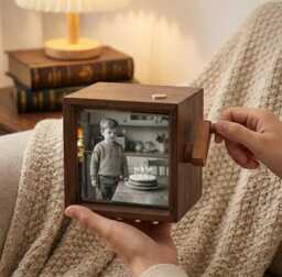 Childhood Memory Photo Flipbook Frame, Personalized Picture Box With Light, Custom Keepsake Gift, Retro - thumbnail 1