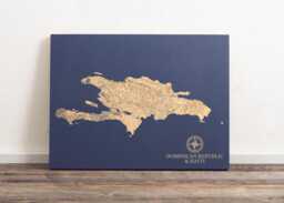 Dominican Republic & Haiti Map - Engraved Wood Coastal Chart Wall Art Sign, Beach Home Decor Nautical Print, Unique Personalized Family Gift - thumbnail 1