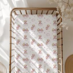 Bear On The Clouds - Pink Bedding, Duvet Covers, Fitted Sheets, Childrens Room Decor, Bedding & Pillows - thumbnail 1