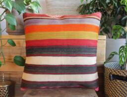 50cm - 20Inch Vintage Kilim Cushion Cover Handwoven - Striped Bands Various Colours