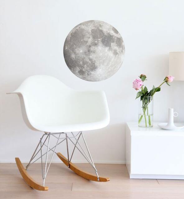 Full Moon Wall Sticker Decal - Illustration Stickers, Animals Decals, Home Decor, Art, Illustrations - image 1