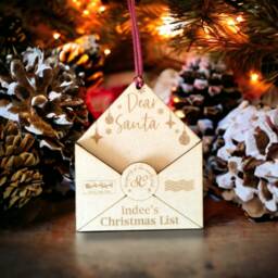 3D Letter To Santa Ornament - Laser Cut Christmas Bauble Design- Easy Personalize I 2023 Tree Decoration Wish List