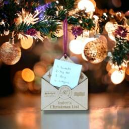3D Letter To Santa Ornament - Laser Cut Christmas Bauble Design- Easy Personalize I 2023 Tree Decoration Wish List - thumbnail 2
