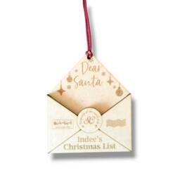 3D Letter To Santa Ornament - Laser Cut Christmas Bauble Design- Easy Personalize I 2023 Tree Decoration Wish List - thumbnail 3