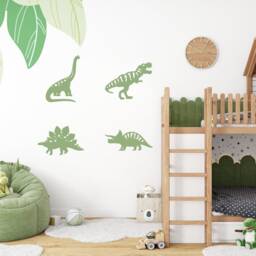 Wooden Dinosaur Wall Art Set - Dino Bedroom Decor Themed Kids Room Nursery Playroom - thumbnail 2