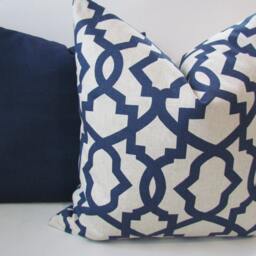 Tan Pillows Navy Blue Throw Pillow Covers Dark Denim Pillows Decorative 16 18 20 All Size - thumbnail 4
