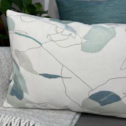 Decorative Cushion Cover, Pillow Designer For Sofa, Bed, Liana By Villa Nova Fabric Duck Egg White - Double Sided - thumbnail 2