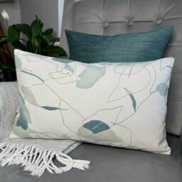 Decorative Cushion Cover, Pillow Designer For Sofa, Bed, Liana By Villa Nova Fabric Duck Egg White - Double Sided - thumbnail 4
