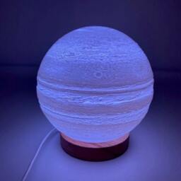 3D Printed Jupiter Lamp With Led Tabletop Lighting - Unique Home Decor - thumbnail 1