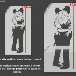 Banksy Kissing Coppers Stencil Xl Reusable Graffiti Art - thumbnail 2