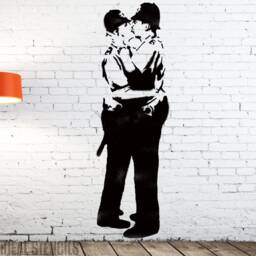 Banksy Kissing Coppers Stencil Xl Reusable Graffiti Art - thumbnail 1