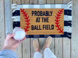 Probably At The Ball Field Doormat, Cute Baseball Spring Gift, Front Door Doormat - thumbnail 1