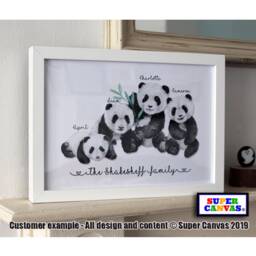 Panda Family Personalised Handmade Portrait Picture Framed Print Grandparents Daughter Wife Mum Dad Friend Birthday Mothers Day Gift - thumbnail 2