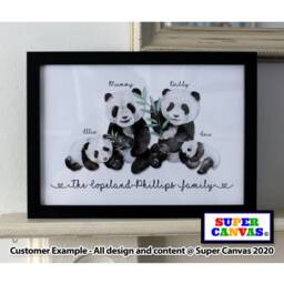 Panda Family Personalised Handmade Portrait Picture Framed Print Grandparents Daughter Wife Mum Dad Friend Birthday Mothers Day Gift - thumbnail 1