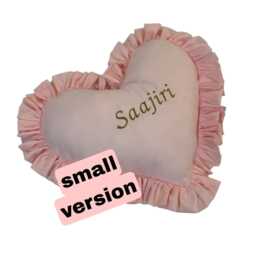 Luxury Handmade Frilled Pillow Heart Cushions Plush + Ruffles Embroidered Personalisation Font Choice 13 Colours - thumbnail 2