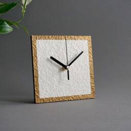 Handmade Recycled Paper Mantel Clock - Minimalist Geometric Desk Clock, Unique Eco Friendly Gift, Modern Home Decor - thumbnail 3