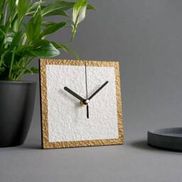 Handmade Recycled Paper Mantel Clock - Minimalist Geometric Desk Clock, Unique Eco Friendly Gift, Modern Home Decor - thumbnail 2