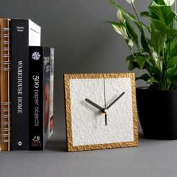 Handmade Recycled Paper Mantel Clock - Minimalist Geometric Desk Clock, Unique Eco Friendly Gift, Modern Home Decor