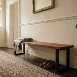 Solid Wooden Dining Bench in Mahogany Finish - Handmade Bench, Custom Sizes 80-180cm, Made To Order UK Free Delivery - thumbnail 2