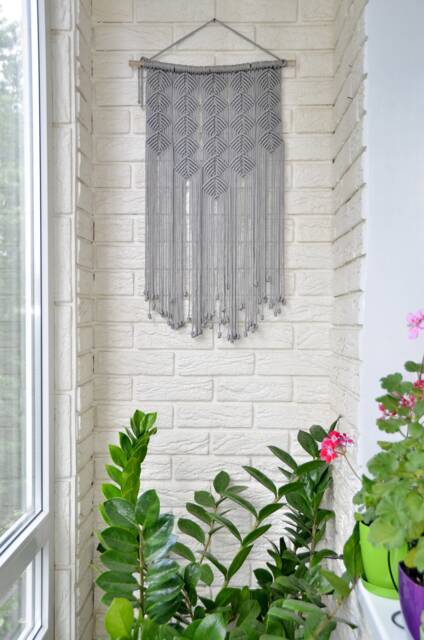 Small Macrame Wall Hanging Modern Tapestry Home Decor - 15x28 - image 1