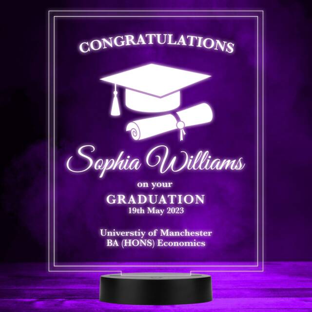 Graduation Cap Diploma Congratulations Graduate University Colour Night Light - image 1