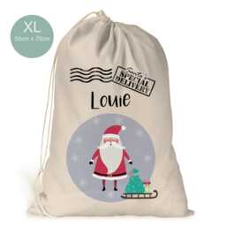 Personalised Xl Drawstring Christmas Sack/stocking Cute Santa boys Xmas Present Sack Gift Bag - thumbnail 2