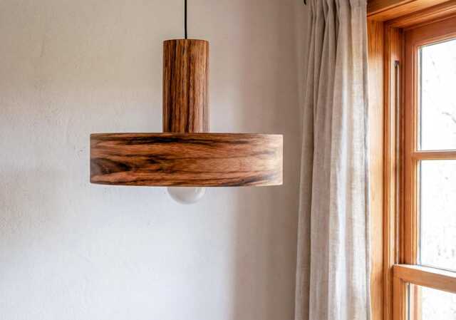 Mango Hanging Lamp, Minimal Wood Pendant Light, Kitchen Island Light - image 1