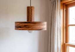 Mango Hanging Lamp, Minimal Wood Pendant Light, Kitchen Island Light
