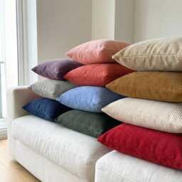 Neutral Earth Tone Corduroy Throw Pillow Covers, Cozy Ribbed Velvet Cushion Case, Boho Decor - thumbnail 3