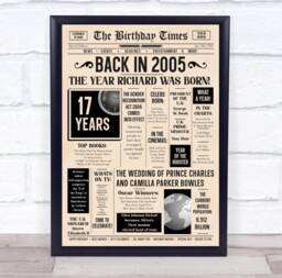 2005 Newspaper Any Age Year You Were Born Birthday Facts Personalised Gift Print - thumbnail 1