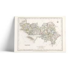 Galway County Map, Old Vintage Irish Print - Ballinahinch Dunmore Moycullen Clare Kiltartan- Longford Athenry Tuam - thumbnail 1