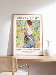 Gustav Klimt Poster, Lady With Fan, Exhibition Art Nouveau, Modern Print, Female Wall Decor, Gift A1/A2/A3/A4 - thumbnail 1