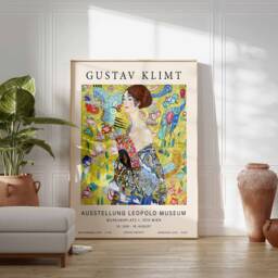 Gustav Klimt Poster, Lady With Fan, Exhibition Art Nouveau, Modern Print, Female Wall Decor, Gift A1/A2/A3/A4 - thumbnail 2