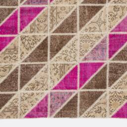 4.9' X 7.7' Multicolor Handmade Turkish Patchwork Rug, Beige, Brown & Pink Colors - thumbnail 2