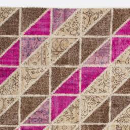4.9' X 7.7' Multicolor Handmade Turkish Patchwork Rug, Beige, Brown & Pink Colors - thumbnail 3