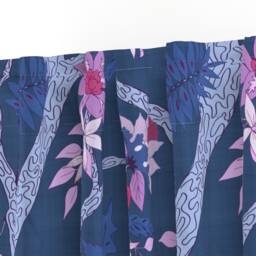 Chinoiserie Curtain Panel - Floral Botanical Peony Purple Orchid Custom Branch Plum Red By Danika_Herrick - thumbnail 3