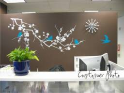 Cherry Blossom Branch Wall Decal With Birds - Vinyl Stickers Art Custom Home Decor - thumbnail 1