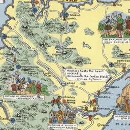 Historical Scotland Map, Pictorial Scottish Large Map, Fine Art Print, Antique Decor, Oversize Map Gift - thumbnail 3