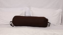 Brown Bolster Pillowcase Quilted Cotton Neck Roll Cushion Cover Solid 6