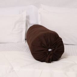 Brown Bolster Pillowcase Quilted Cotton Neck Roll Cushion Cover Solid 6 - thumbnail 3