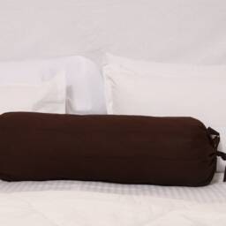 Brown Bolster Pillowcase Quilted Cotton Neck Roll Cushion Cover Solid 6 - thumbnail 2