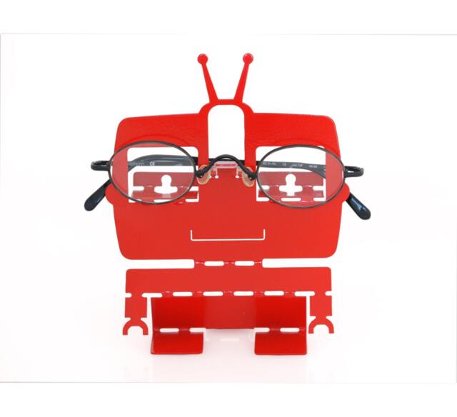 Red Robot Sunglass Rack - Eyeglass Stand Eyeglasses Holder Metal Desk Organizer Robot Decor Organization Gifts For Men 4Eyes - image 1