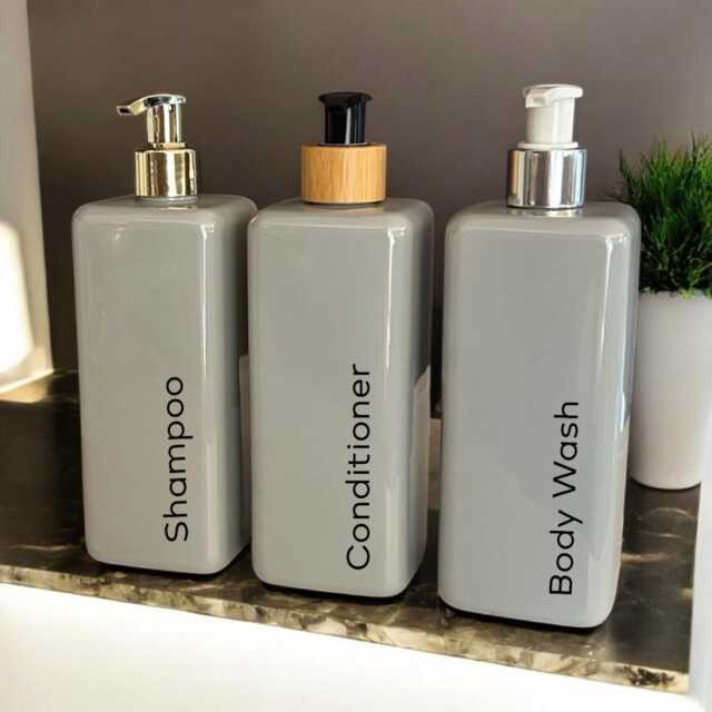 Personalised Grey Square Soap Dispenser Bottle With Pump 500Ml - 12 Options - image 1
