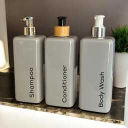 Personalised Grey Square Soap Dispenser Bottle With Pump 500Ml - 12 Options